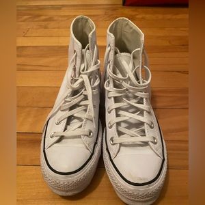 White leather platform converse